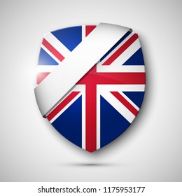 Protected guard shield United Kingdom. Safety badge Great Britain icon. Privacy Britain banner shield . Security G.B. defense label. Presentation kingdom sticker shape. Defense safeguard shield sign