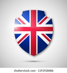 Protected guard shield United Kingdom. Safety badge Great Britain icon. Privacy Britain banner shield . Security G.B. defense label. Presentation kingdom sticker shape. Defense safeguard shield sign
