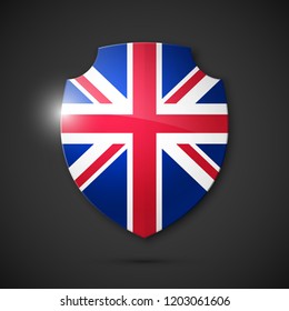 Protected guard shield United Kingdom. Safety badge Great Britain icon. Privacy Britain banner shield . Security G.B. defense label. Presentation kingdom sticker shape. Defense safeguard shield sign