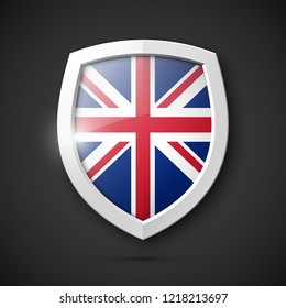 Protected guard shield United Kingdom. Safety badge Great Britain icon. Privacy Britain banner shield . Security G.B. defense label. Presentation kingdom sticker shape. Defense safeguard shield sign