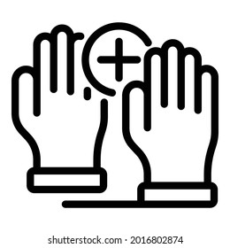 Protected hands icon. Outline protected hands vector icon for web design isolated on white background