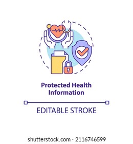 Protected Health Information Concept Icon. Sensitive Data Example Abstract Idea Thin Line Illustration. Isolated Outline Drawing. Editable Stroke. Roboto-Medium, Myriad Pro-Bold Fonts Used