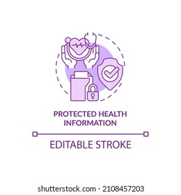 Protected Health Information Purple Concept Icon. Patient Medical Records Abstract Idea Thin Line Illustration. Isolated Outline Drawing. Editable Stroke. Roboto-Medium, Myriad Pro-Bold Fonts Used