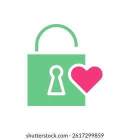 Protected Heart: Lock Icon with Heart Graphic