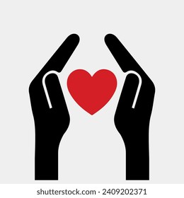 Protected heart symbol or icon, symbol of health, care, love and life. Vector illustration