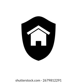 protected home shield icon, simple flat style, vector illustration, symbol, design logo template pictogram, for ui or ux isolated on white for mobile app, editable