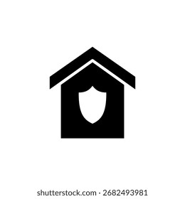 Icono protegido del escudo casero, estilo plano simple, Ilustración vectorial, símbolo, pictograma de la Plantilla del logotipo del diseño, para UI o UX aislado en blanco para el App móvil, editable