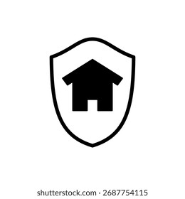 protected home shield icon, simple flat style, vector illustration, symbol, design logo template pictogram, for ui or ux isolated on white for mobile app, editable