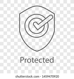 Protected icon on transparency background. Flat style vector illustration.