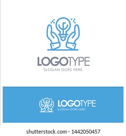 Protected Ideas, Business, Idea, Hand Blue outLine Logo with place for tagline