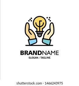 Protected Ideas, Business, Idea, Hand Business Logo Template. Flat Color. Vector Icon Template background
