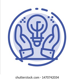 Protected Ideas, Business, Idea, Hand Blue Dotted Line Line Icon. Vector Icon Template background
