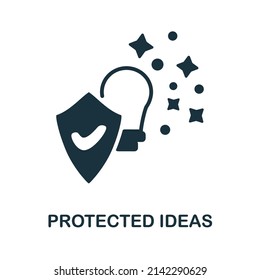 Protected Ideas icon. Monochrome simple Protected Ideas icon for templates, web design and infographics