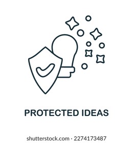 Protected Ideas outline icon. Monochrome simple Protected Ideas line icon for templates, web design and infographics