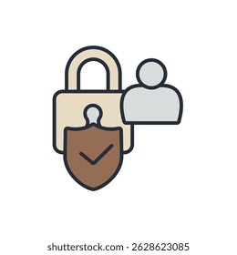geschützte Identitätssymbole einzeln auf weißem Hintergrund. Flaches Design