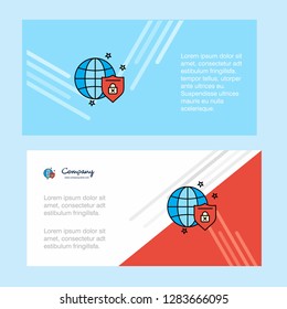 Protected internet abstract corporate business banner template, horizontal advertising business banner.