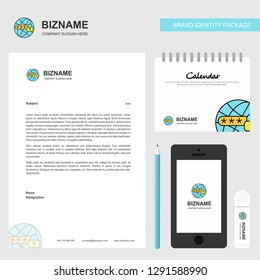 Protected internet Business Letterhead, Calendar 2019 and Mobile app design vector template