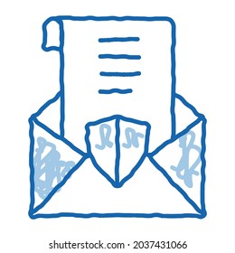 protected letter sketch icon vector. Hand drawn blue doodle line art protected letter sign. isolated symbol illustration