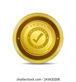 Protected Link Golden Vector Icon Button