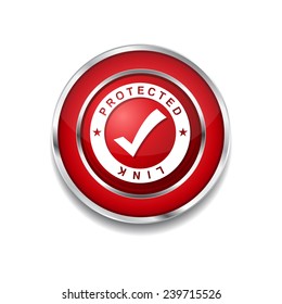 Protected Link Red Vector Icon Button