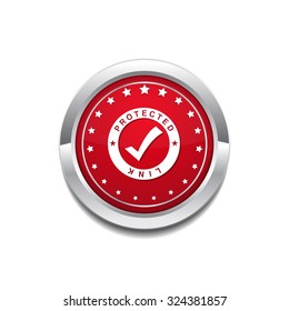 Protected Link Red Vector Icon Button