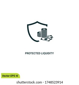 protected luquidity money icon illustration vector eps 10 logo template