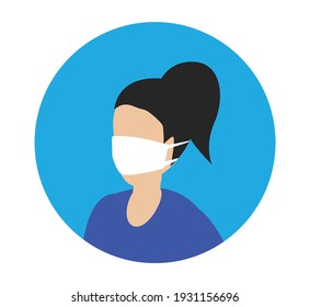 Protected in a mask people epidemic against the illness prevention epidemic of diseases pollution pandemic virus. Stock illustration quarantine medical concept.