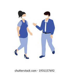 Protected in a mask people epidemic against the illness prevention epidemic of diseases pollution pandemic virus. Stock illustration quarantine medical concept.