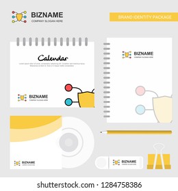 protected network Logo, Calendar Template, CD Cover, Diary and USB Brand Stationary Package Design Vector Template