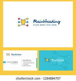 protected network Logo design with Tagline & Front and Back Busienss Card Template. Vector Creative Design