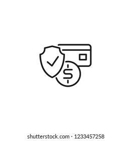 protected payment, safety shopping thin line icon on white background