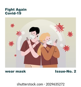 Protected people in masks fighting Covid-19
