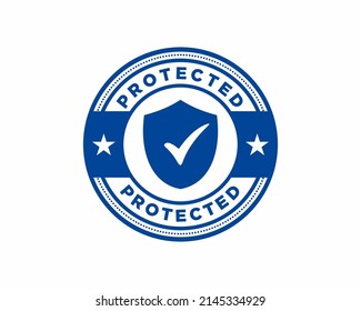Protected round grunge stamp vector illustration isolated on white background