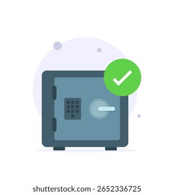 protegido, seguro com o conceito de caixa segura ilustração vetor de design plano