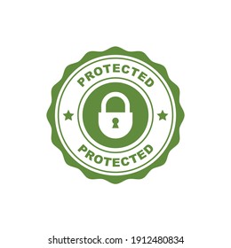 Protegido - sello de seguridad con candado, símbolo de norma de defensa