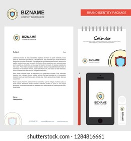 Protected sheild  Business Letterhead, Calendar 2019 and Mobile app design vector template