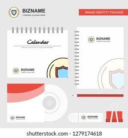 Protected sheild  Logo, Calendar Template, CD Cover, Diary and USB Brand Stationary Package Design Vector Template