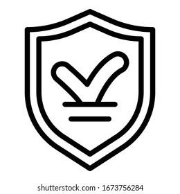 Icono de auditoría de escudo protegido. Icono de vector de auditoría de escudo protegido de esquema para diseño web aislado en fondo blanco