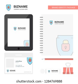 Protected shield  Business Logo, Tab App, Diary PVC Employee Card and USB Brand Stationary Package Design Vector Template