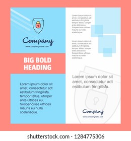 Protected shield  Company Brochure Title Page Design. Company profile, annual report, presentations, leaflet Vector Background