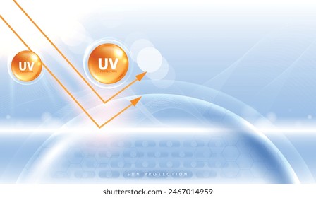 Protección contra los rayos UV. Grados de protección contra los rayos UV. Protección UV para la piel con loción de protección solar ultravioleta. Piel de reflexión UV después. diseño de productos cosméticos. diseño de Vector.