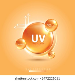 Protected shield from the sun's rays. degrees of protection against UV rays. UV protection your skin ultraviolet sunblock lotion. UV reflection skin after. cosmetic products design. vector design.