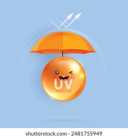 Protected shield from the sun's rays. degrees of protection against UV rays. UV protection your skin ultraviolet sunblock lotion. UV reflection skin after. cosmetic products design. vector design.