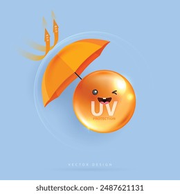 Protección contra los rayos UV. Grados de protección contra los rayos UV. Protección UV para la piel con loción de protección solar ultravioleta. Piel de reflexión UV después. diseño de productos cosméticos. diseño de Vector.