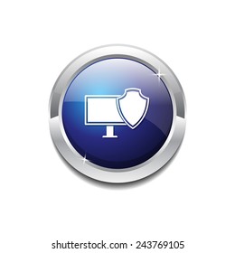 Protected Sign Blue Vector Icon Button