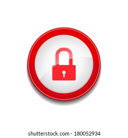 Protected Sign Circular Red Vector Web Button Icon