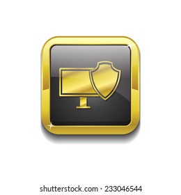 Protected Sign Gold Vector Icon Button