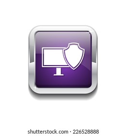 Protected Sign Purple Vector Icon Button