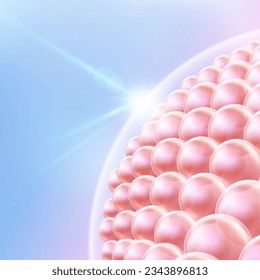 Protected skin cell ultraviolet rays from entering the skin cells by reflecting UV rays. Advertising media for sunscreens, lotions, cosmetics and serums. illustration vector file.