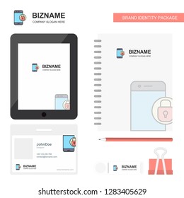 Protected smartphone  Business Logo, Tab App, Diary PVC Employee Card and USB Brand Stationary Package Design Vector Template